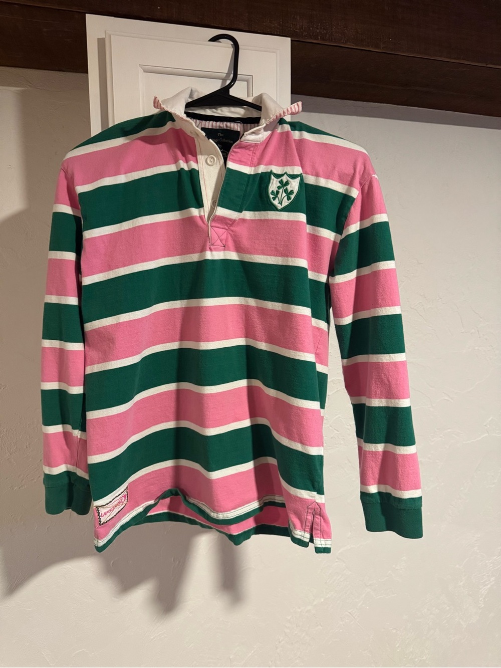 Kids Pink & Green Striped Rugby Shirt the heritage collection 11/12